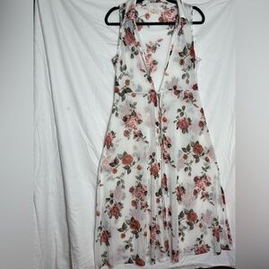 Ember Sheer sleeveless kimono like dress Elegant Floral Halter Maxi Dress